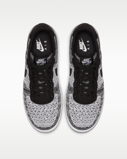 Nike Air Force 1 Flyknit 2.0 Shoes - Black/Black/White/Pure Platinum - View 4