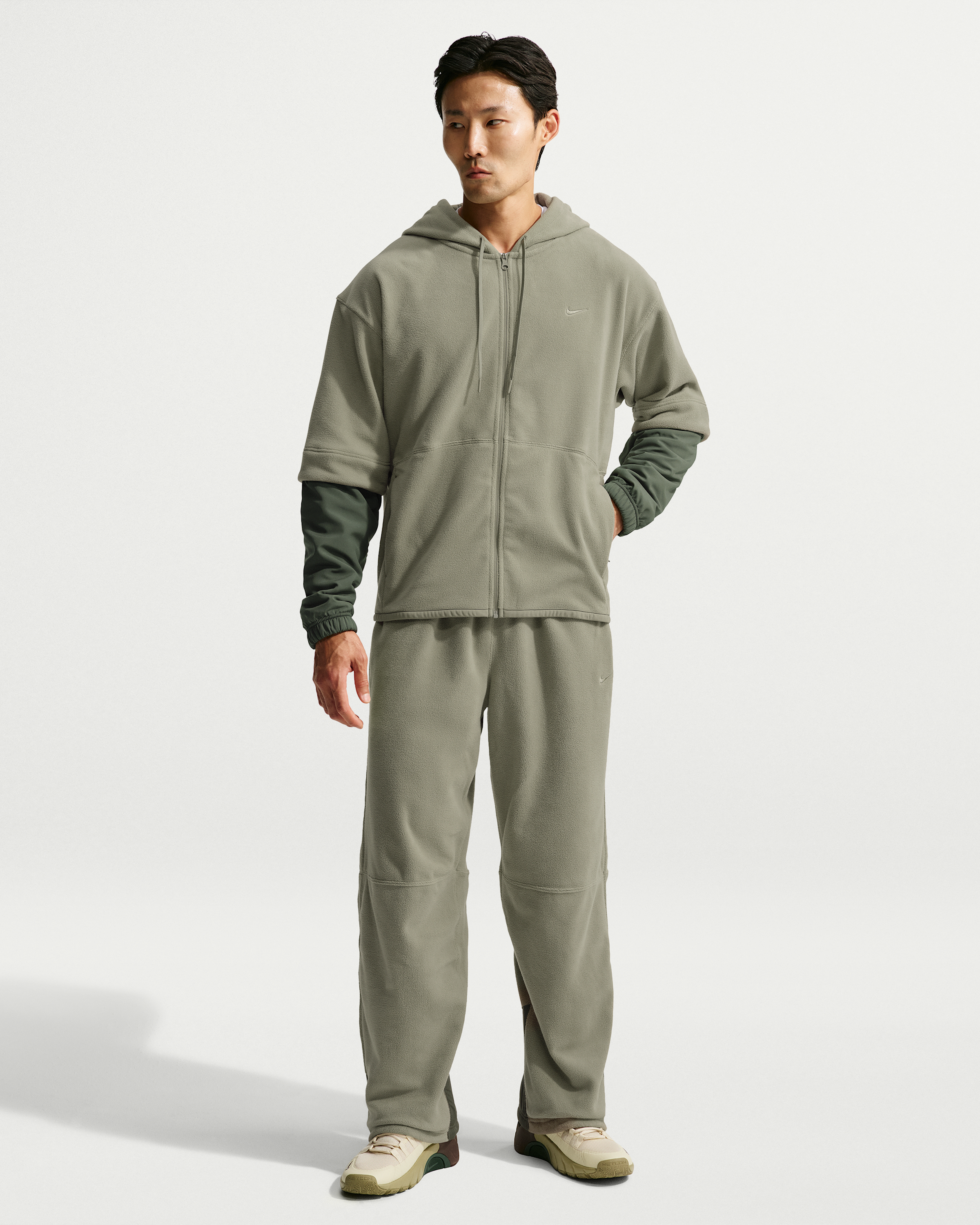 Nike Men's Therma-FIT Full-Zip Fleece Hoodie - Light Army/Camo Green/Light Army - View 4