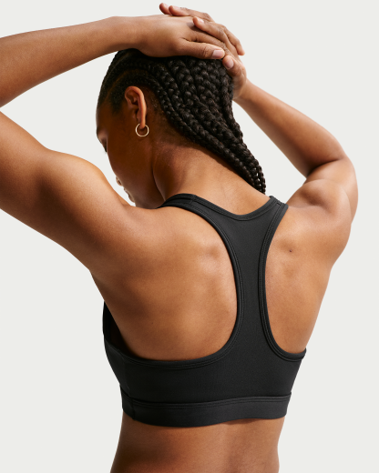 Nike Swoosh Women's Medium-Support Padded Sports Bra - Black/White - View 2