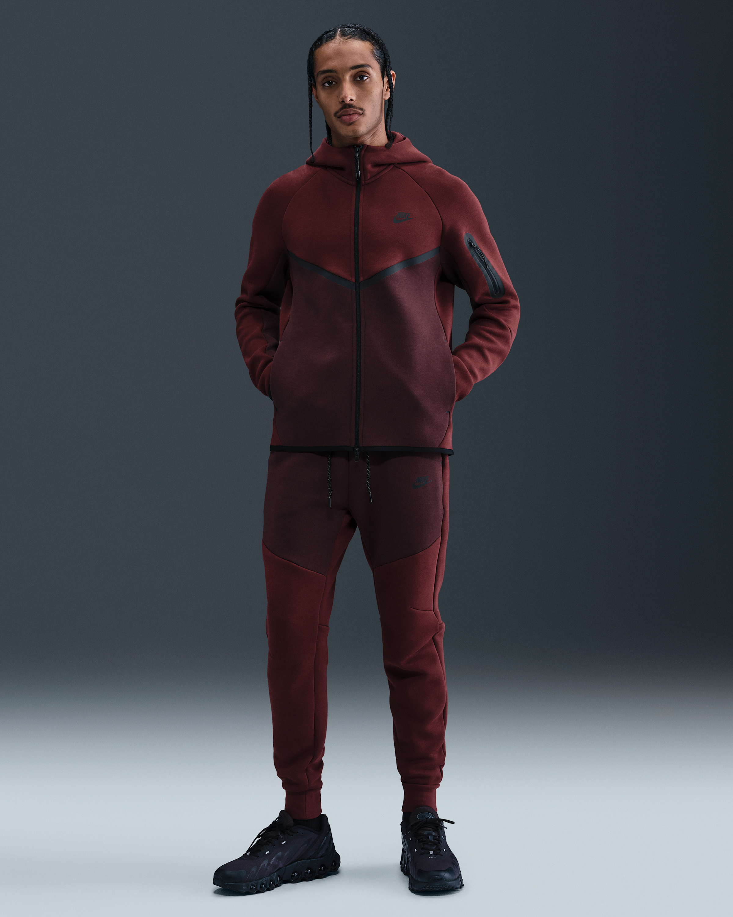 Nike Tech Men's Fleece Windrunner Full-Zip Jacket - Dark Team Red/Burgundy Crush/Black - View 4