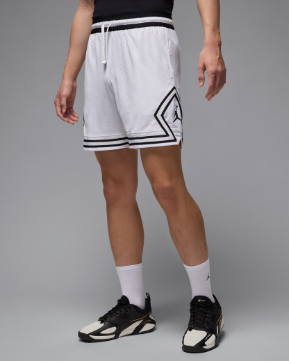 Jordan Sport Men's Dri-FIT 18cm (approx.) Mesh Diamond Shorts - White/Black/Black - View 1