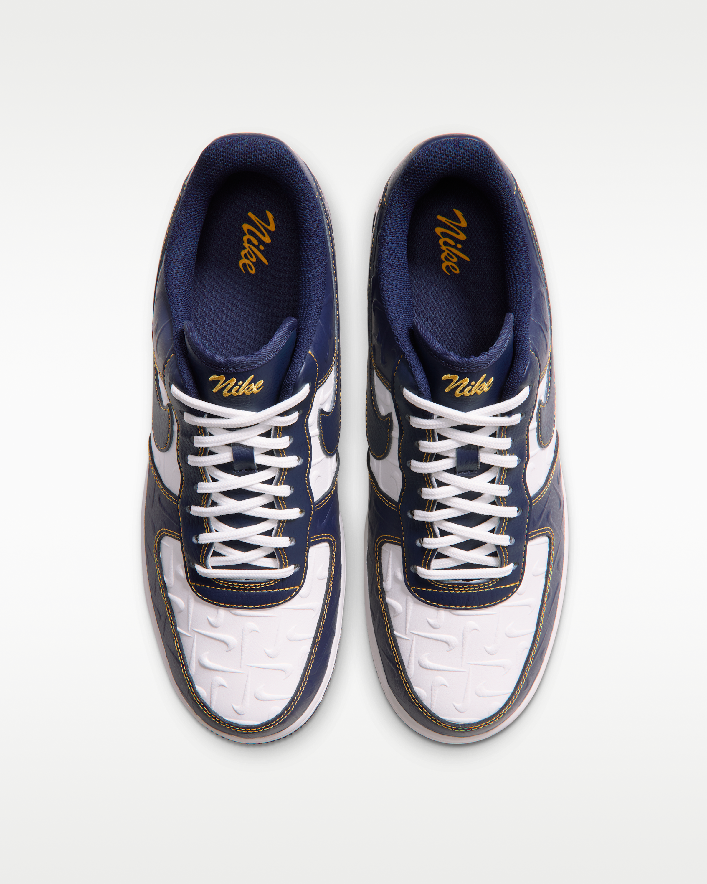 Nike Air Force 1 '07 Men's Shoes - Summit White/Yellow Ochre/Midnight Navy - View 4