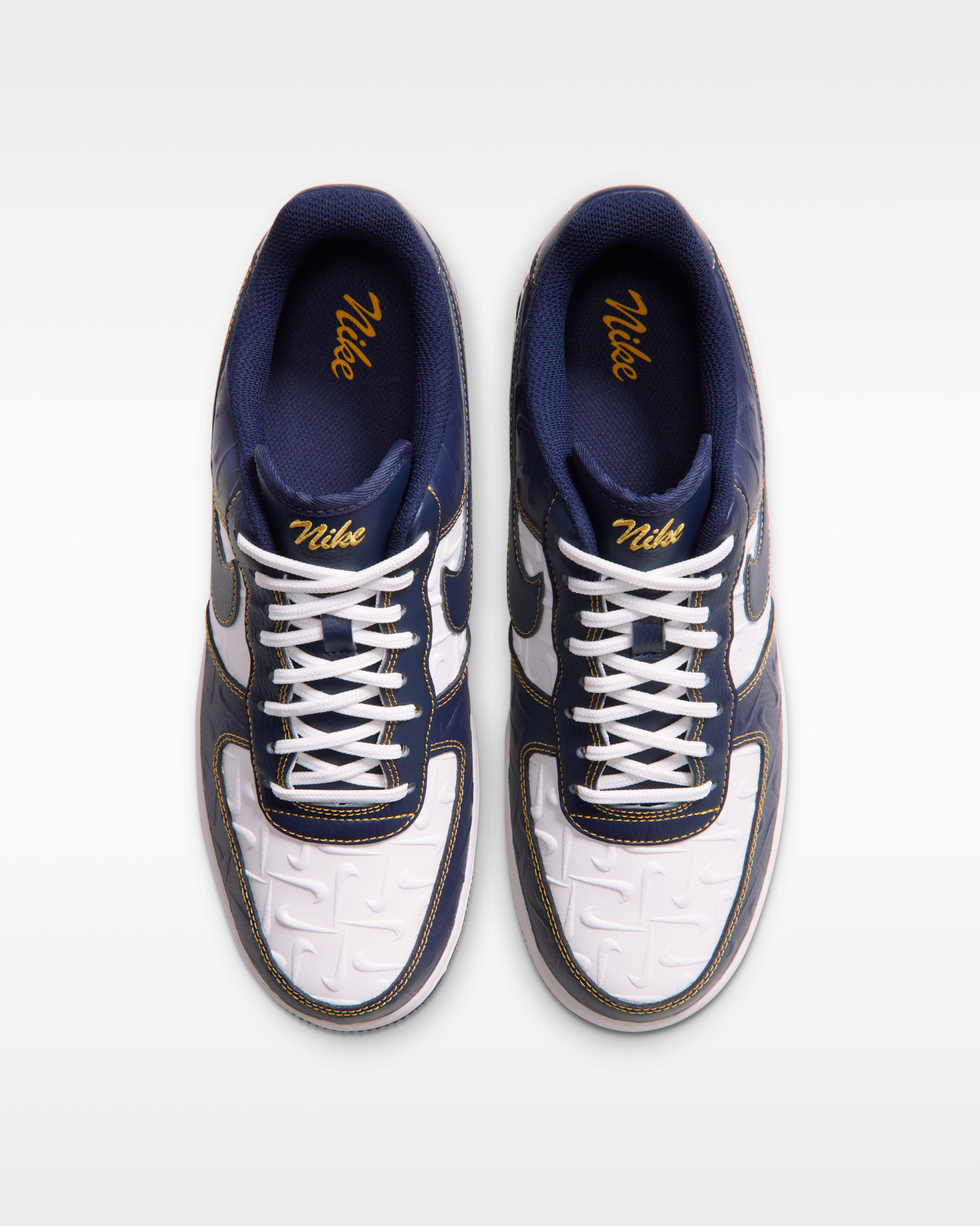 Nike Air Force 1 '07 Men's Shoes - Summit White/Yellow Ochre/Midnight Navy - View 4