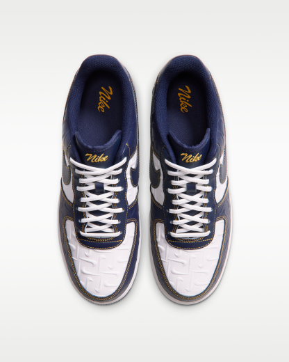 Nike Air Force 1 '07 Men's Shoes - Summit White/Yellow Ochre/Midnight Navy - View 4