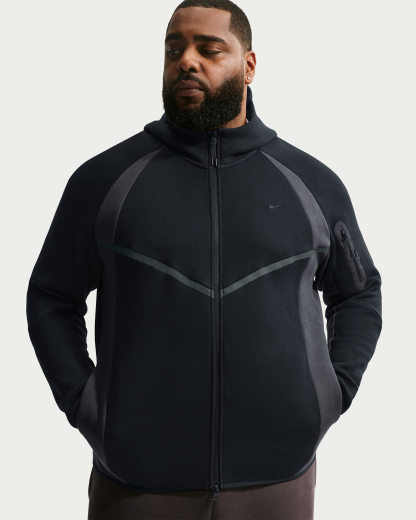 Nike Tech Men's Colour-Block Full-Zip Fleece Windrunner Jacket - Black/Anthracite/Black - View 6