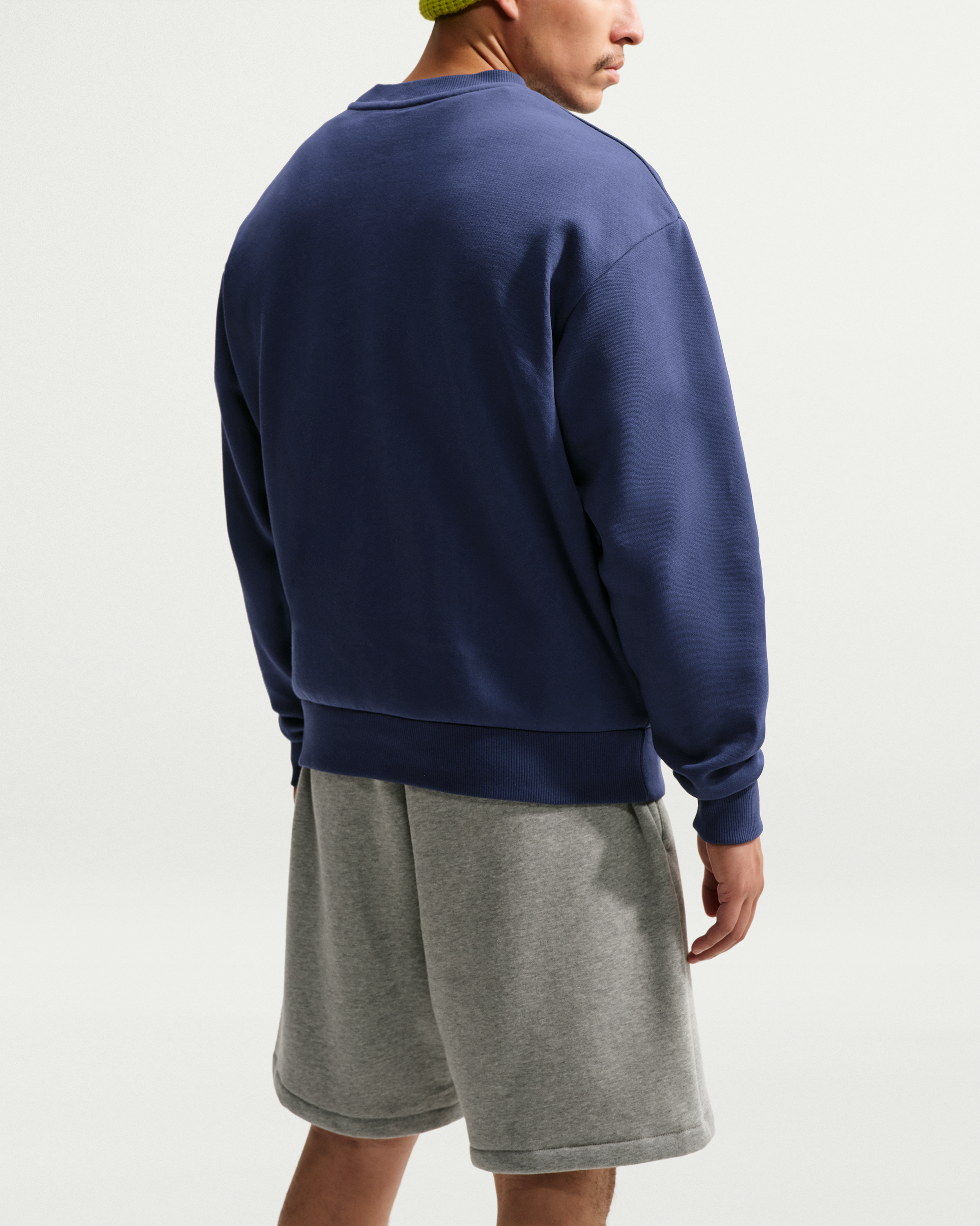 Nike Solo Fleece Men's Crew-Neck Sweatshirt - Midnight Navy/Sail - View 2