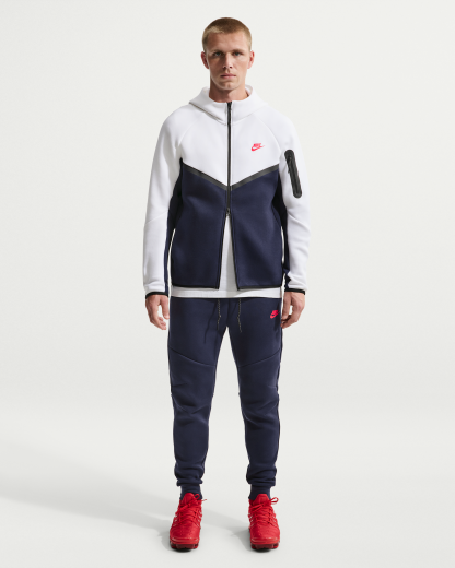 Nike Tech Men's Fleece Windrunner Full-Zip Jacket - White/Obsidian/Speed Red - View 4