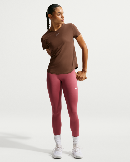 Nike One Classic Women's Dri-FIT Short-Sleeve Top - Cacao Wow/White - View 4