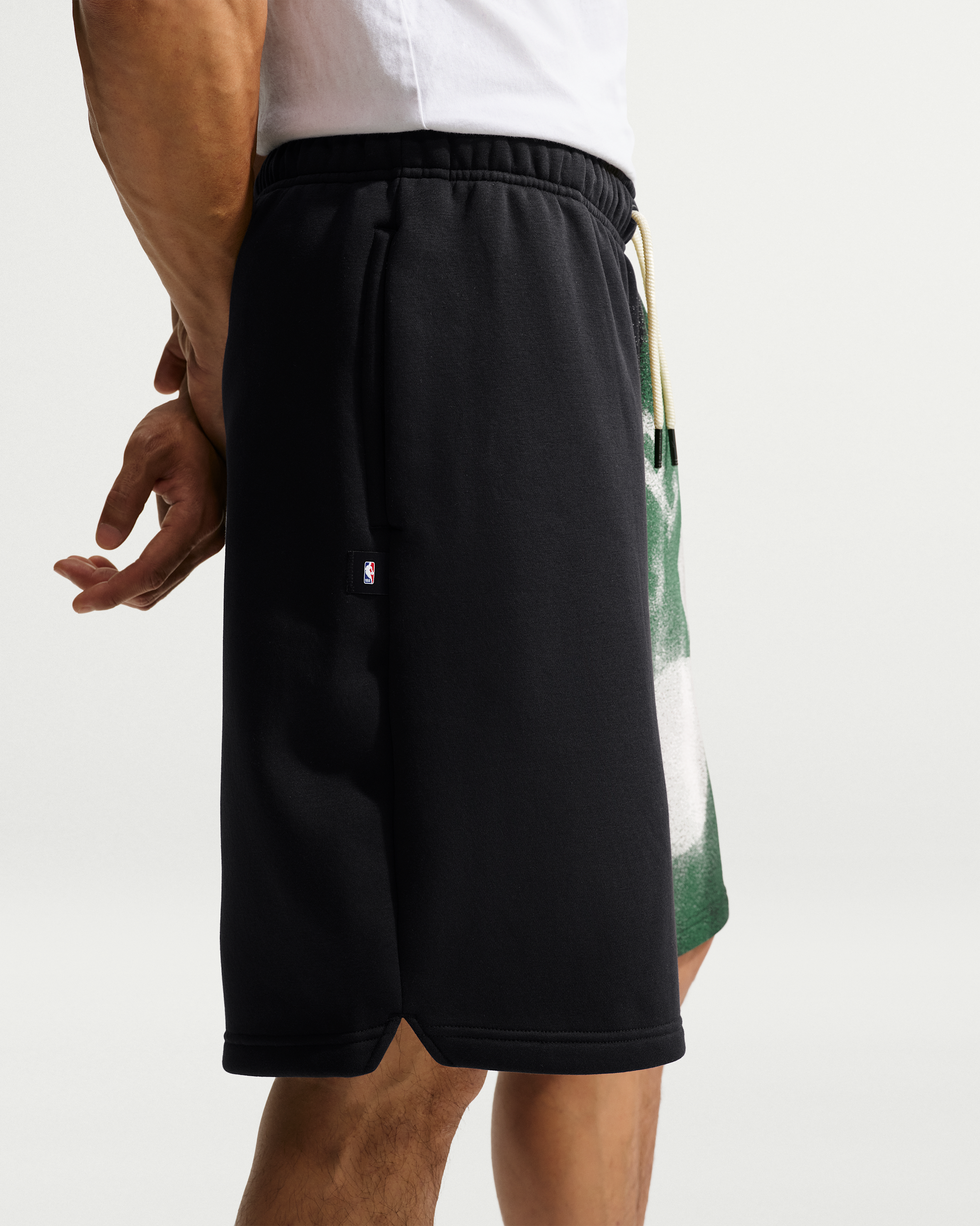 Boston Celtics Standard Issue Nike Men's Fleece Basketball Shorts - Black/White - View 3