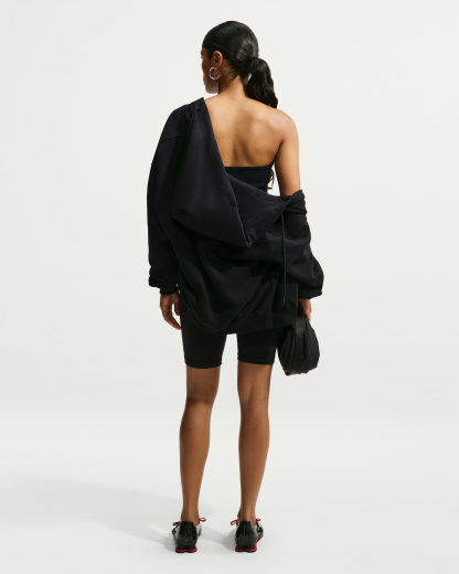 Nike Studio Fleece Medium Weight Women's Oversized Full-Zip Hoodie - Total Black/Sail - View 5