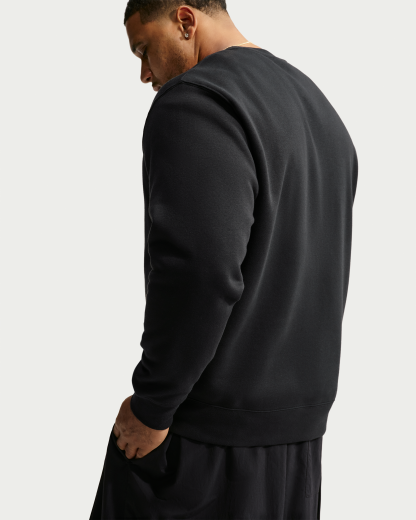 Nike Club Men's Fleece Crew - Black/Metallic Silver - View 7