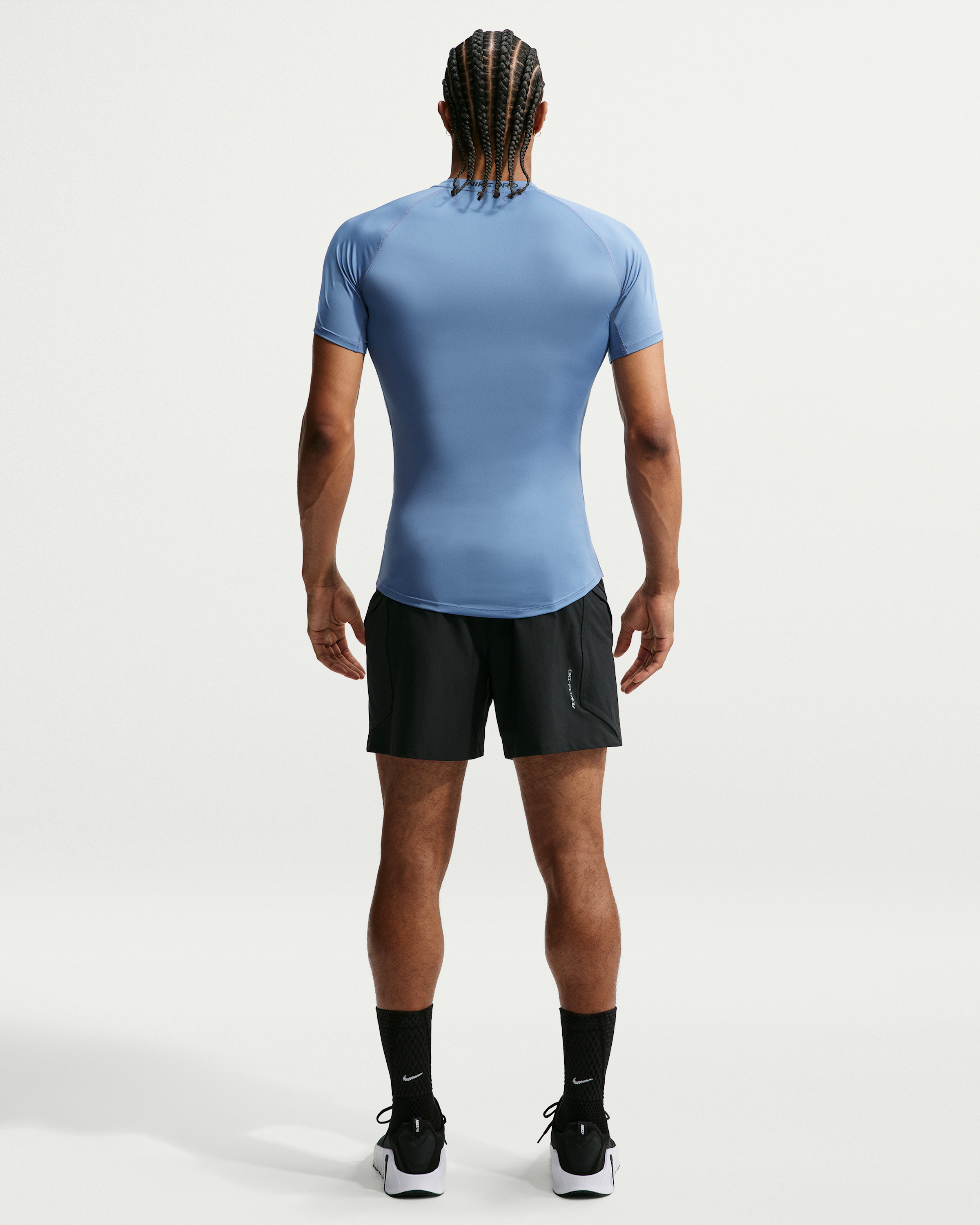 Nike Pro Men's Dri-FIT Tight Short-Sleeve Fitness Top - Indigo Storm/Black - View 5