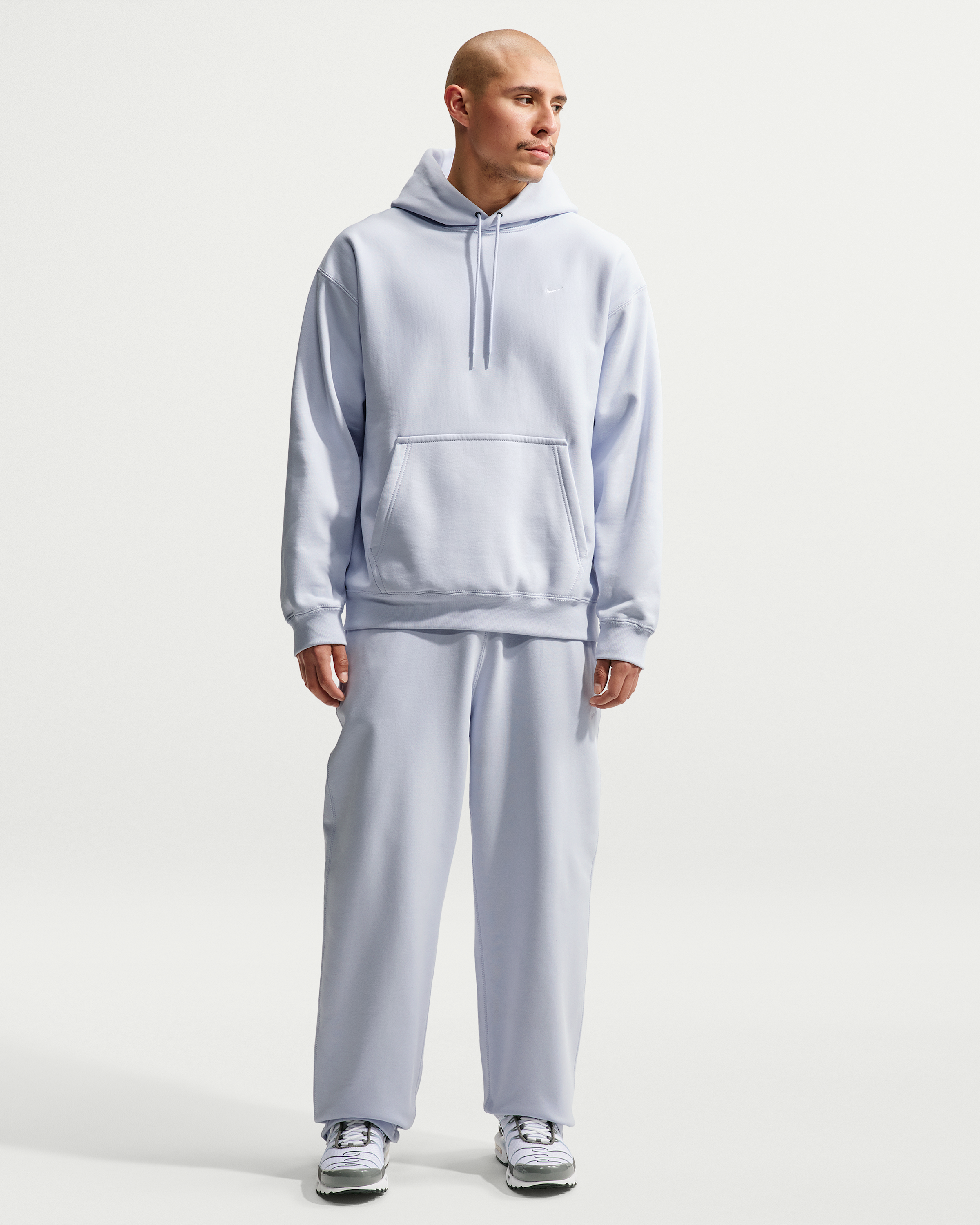 Nike Solo Swoosh Men's Pullover Hoodie - Football Grey/White - View 4