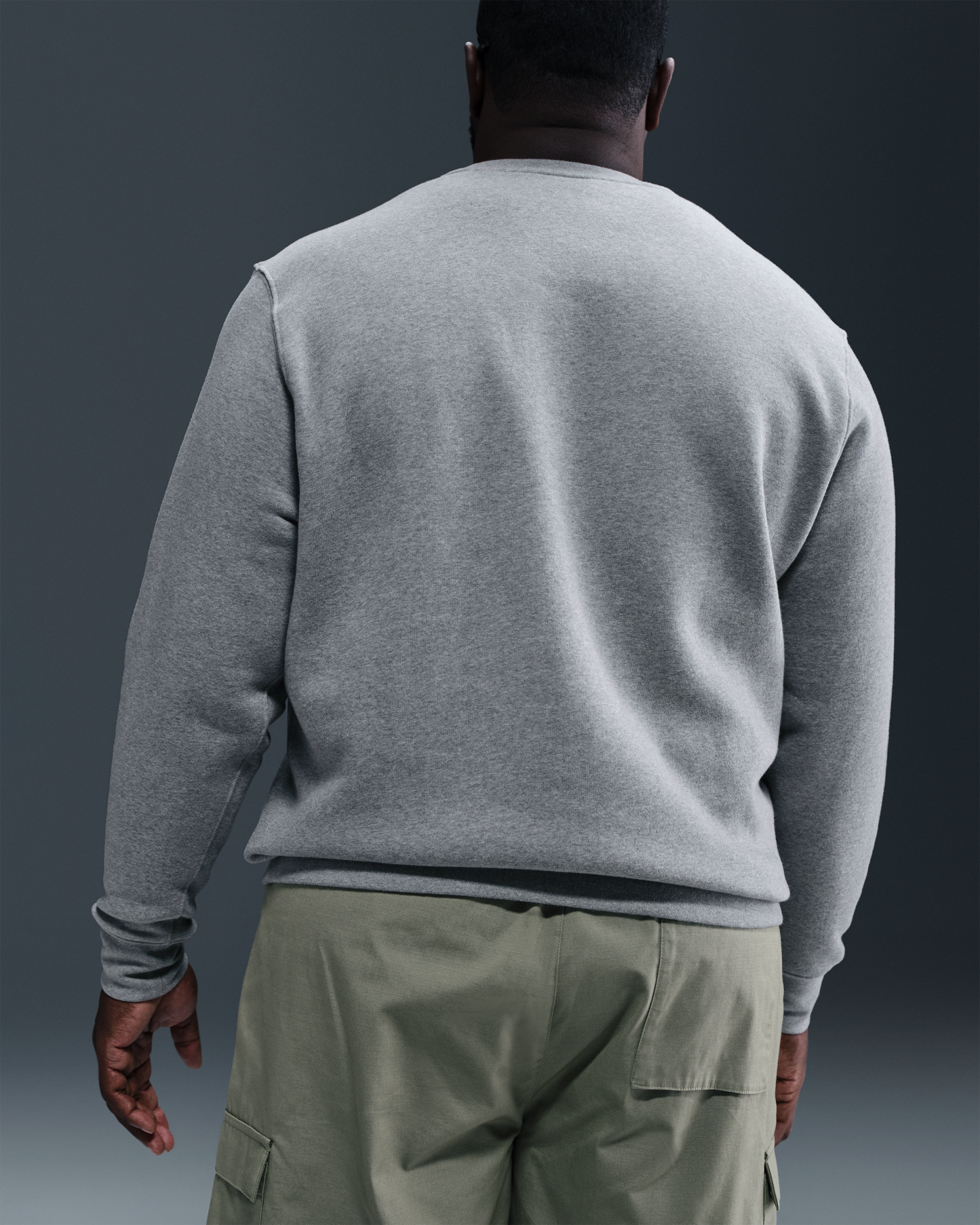 Nike Club Men's Fleece Crew - Dark Grey Heather/White - View 7