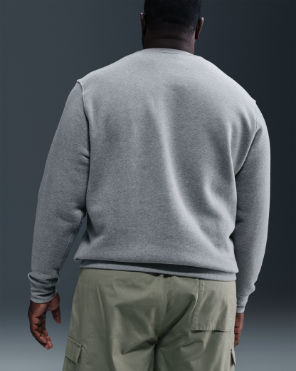 Nike Club Men's Fleece Crew - Dark Grey Heather/White - View 7