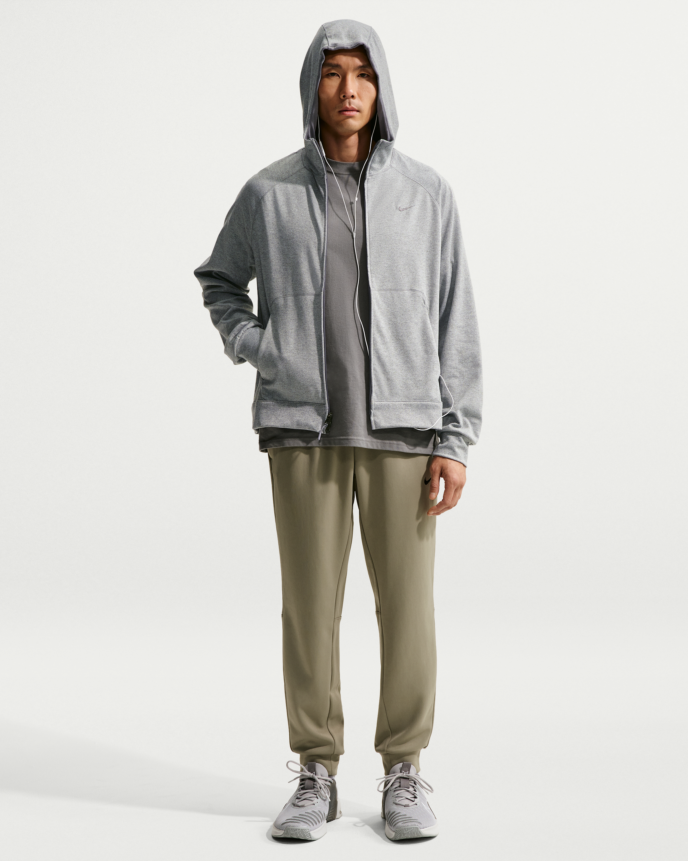 Nike Primary NanoKnit Men's Dri-FIT UV Protection Full-Zip Performance Hoodie - Smoke Grey/Heather/Smoke Grey - View 4