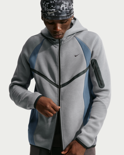 Nike Tech Men's Colour-Block Full-Zip Fleece Windrunner Jacket - Cool Grey/New Slate/Black - View 1