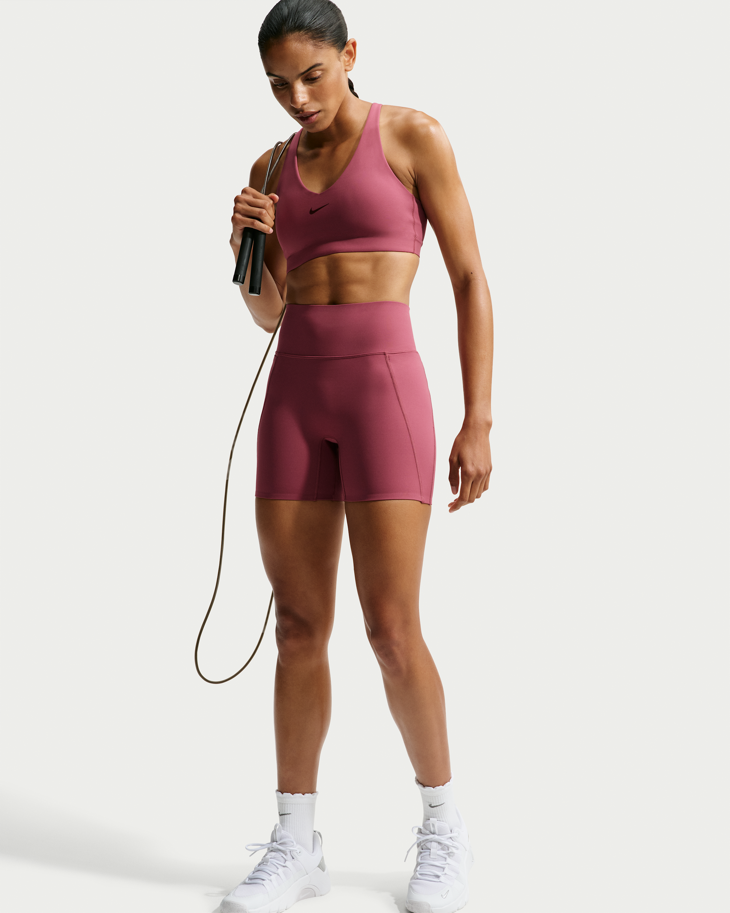 Nike Universa Women's High-Waisted 12.5cm (approx.) Biker Shorts with No Front Seam - Pink Smoke/Pink Smoke/Mystic Dates - View 4