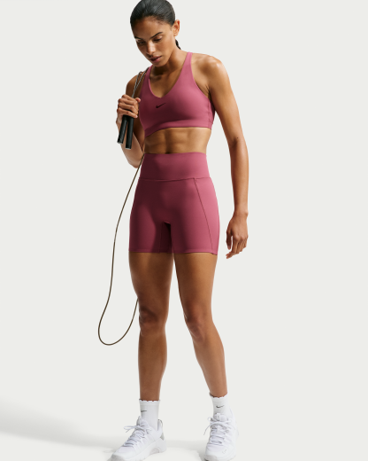 Nike Universa Women's High-Waisted 12.5cm (approx.) Biker Shorts with No Front Seam - Pink Smoke/Pink Smoke/Mystic Dates - View 4