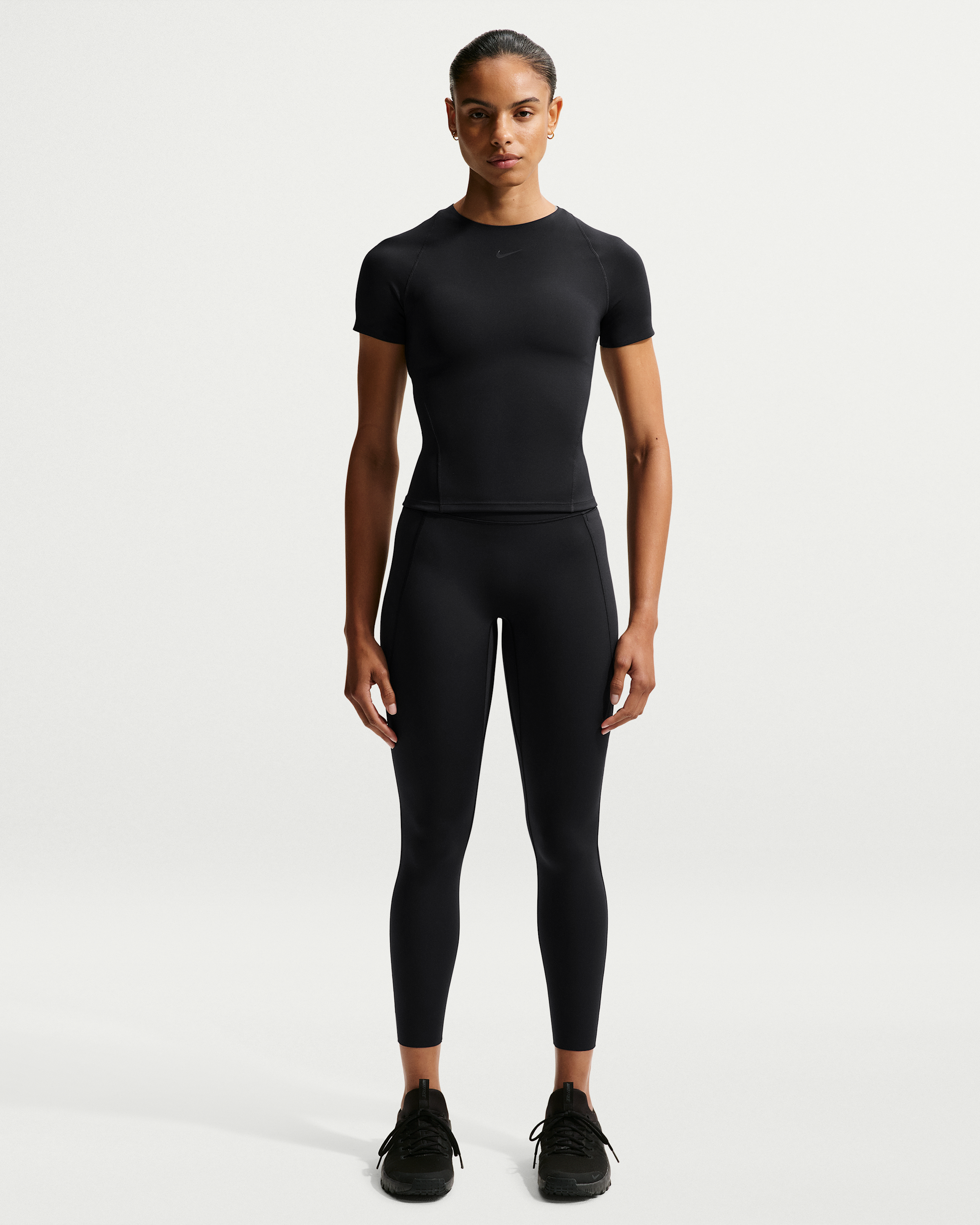 Nike Universa Women's High-Waisted 7/8 Leggings with No Front Seam - Black/Anthracite/Dark Smoke Grey - View 1