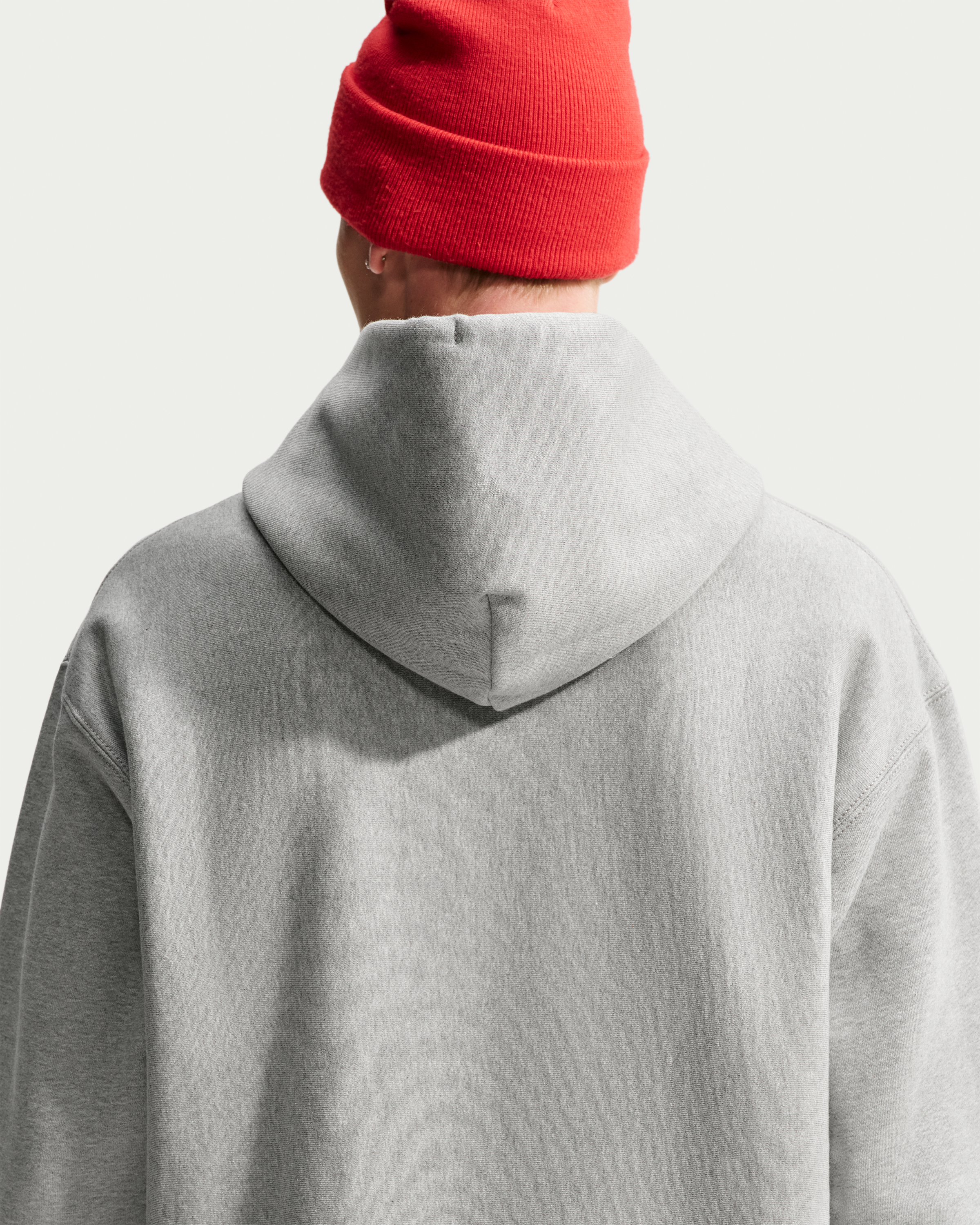Nike Solo Swoosh Men's Pullover Hoodie - Dark Grey Heather/Light Smoke Grey/White - View 2