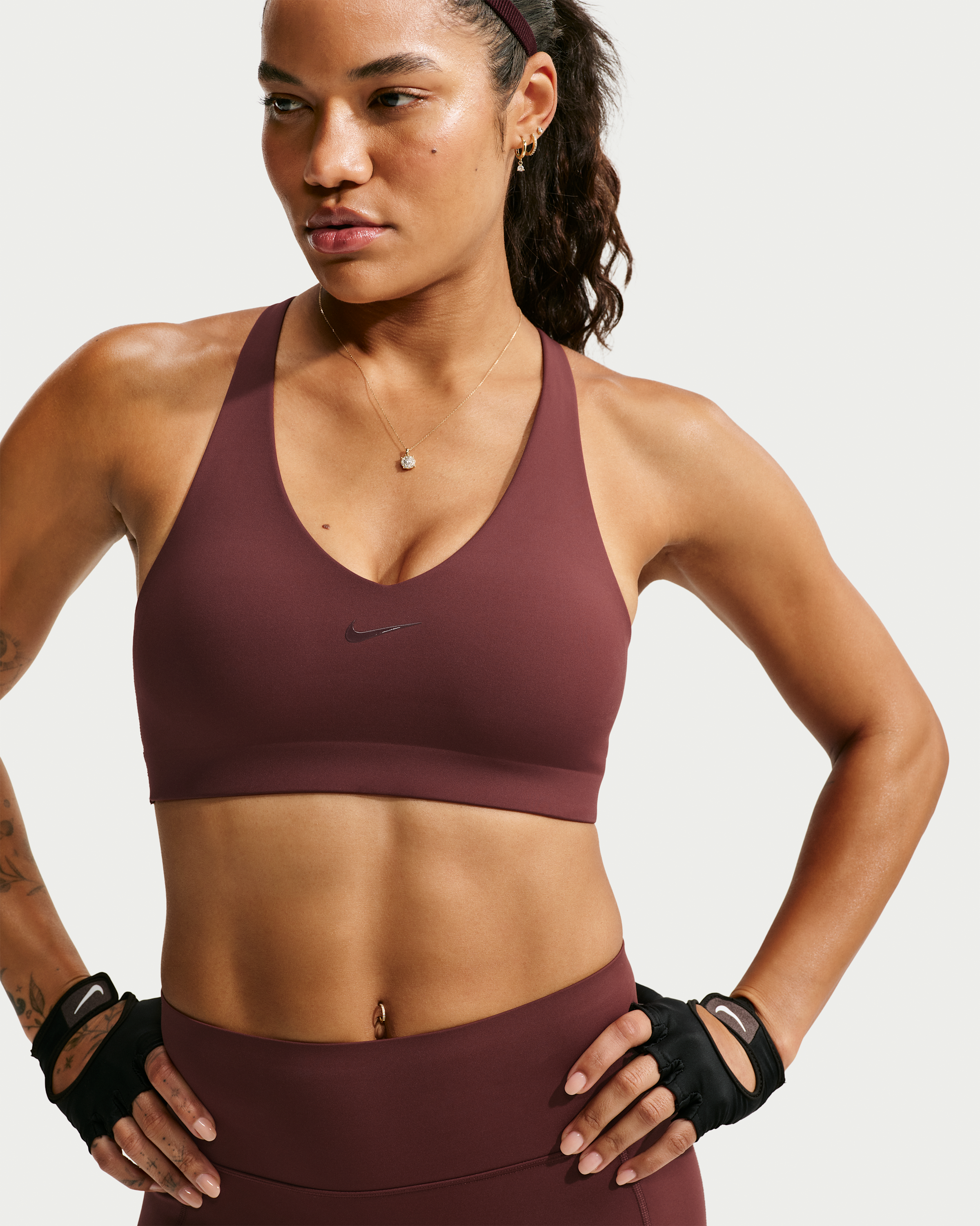 Nike Universa Women's Medium-Support Padded Sport Bra - Mystic Dates/Mystic Dates/Burgundy Crush - View 1