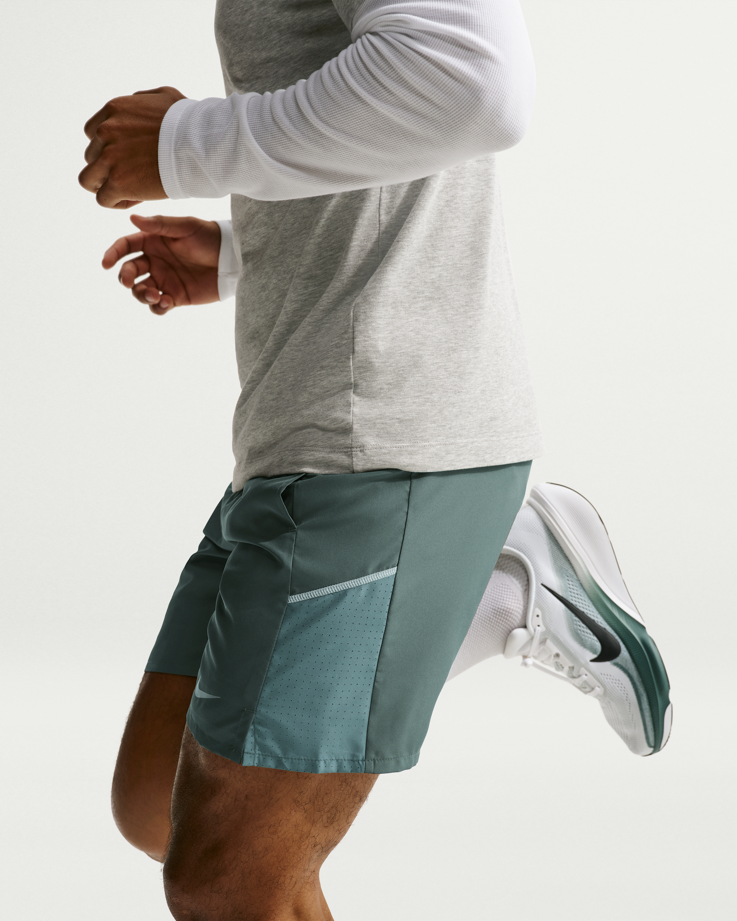 Nike Miler Men's Dri-FIT 18cm (approx.) Brief-Lined Running Shorts - Camo Green/Mineral Slate - View 4