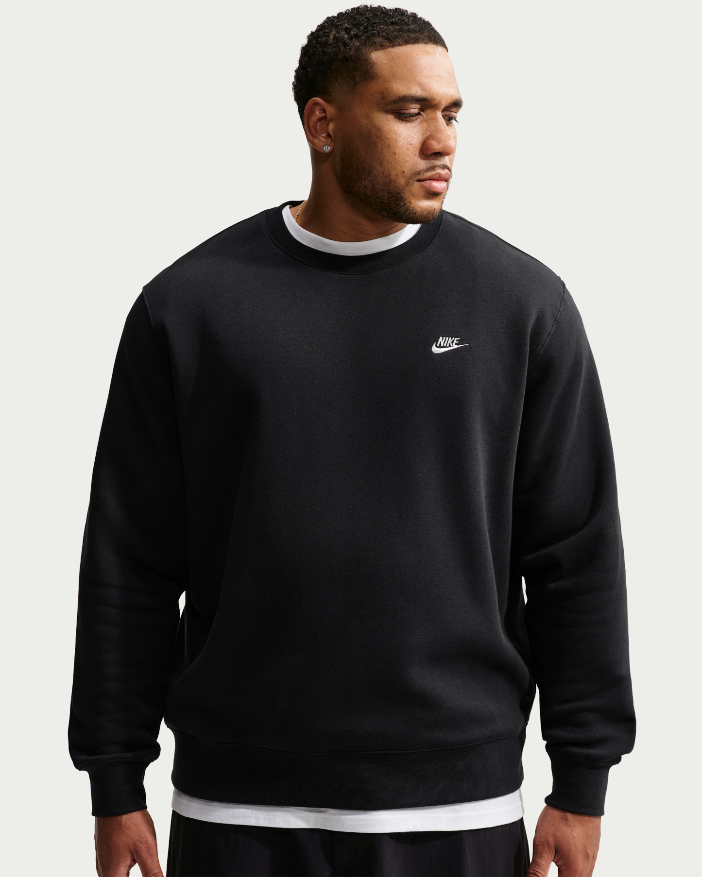 Nike Club Men's Fleece Crew - Black/Metallic Silver - View 6