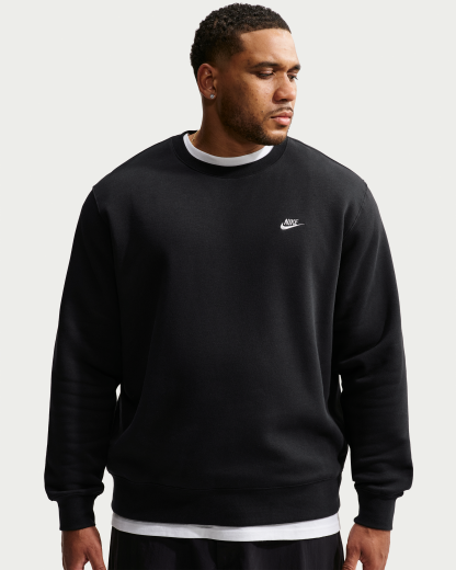 Nike Club Men's Fleece Crew - Black/Metallic Silver - View 6