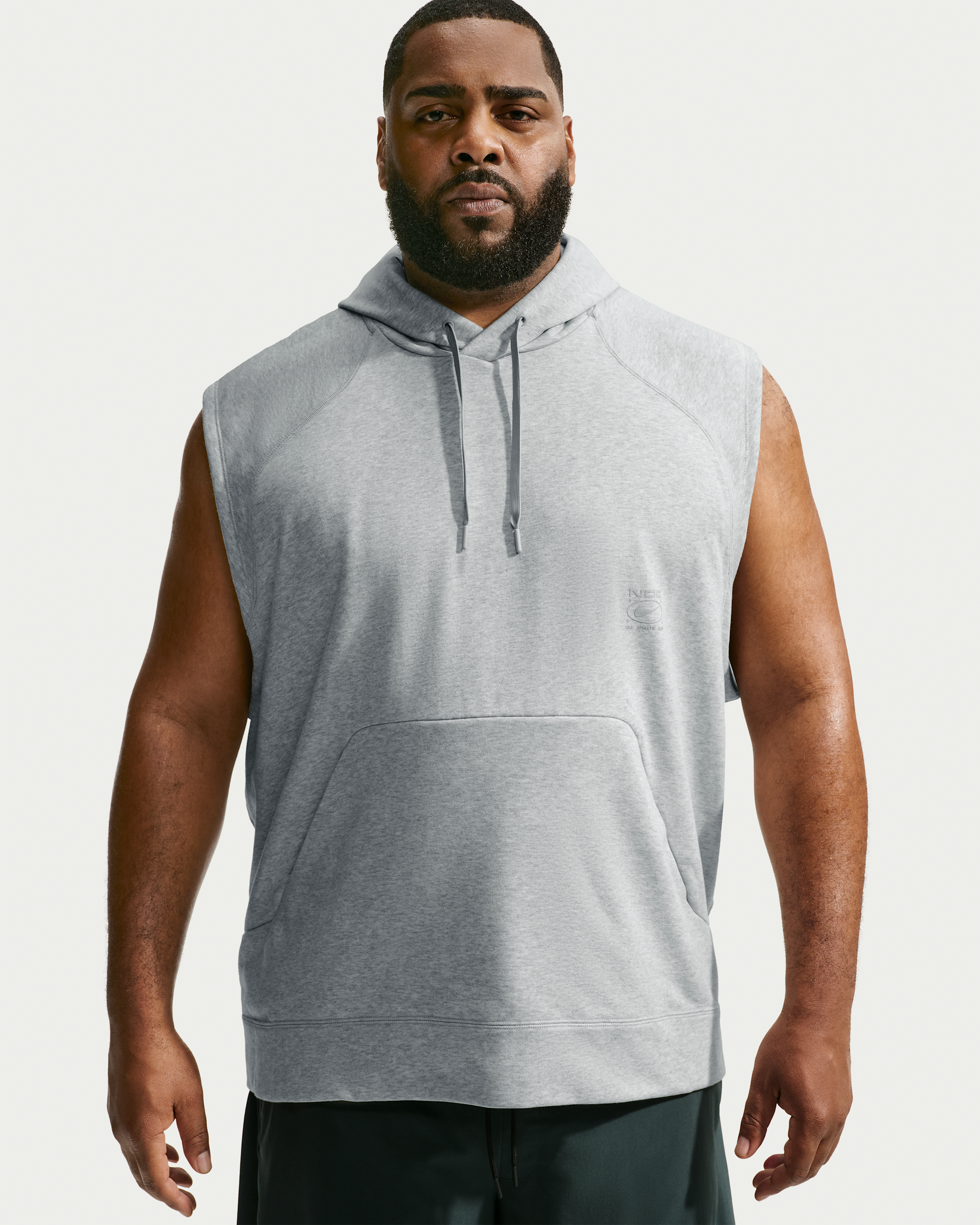 Nike N.A.C. Men's Dri-FIT Fleece Sleeveless Training Hoodie - Light Smoke Grey/Heather/Light Smoke Grey - View 6
