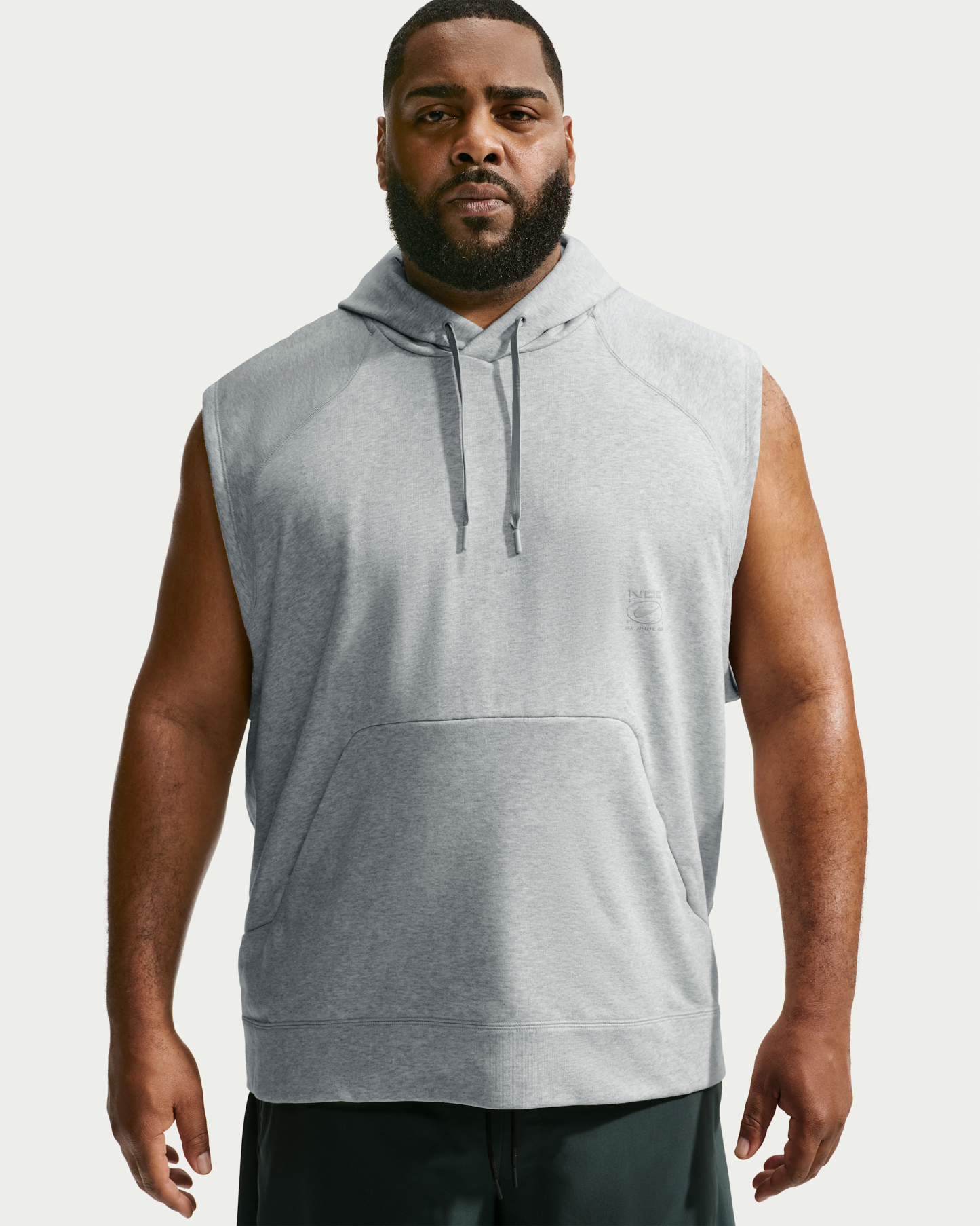 Nike N.A.C. Men's Dri-FIT Fleece Sleeveless Training Hoodie - Light Smoke Grey/Heather/Light Smoke Grey - View 6