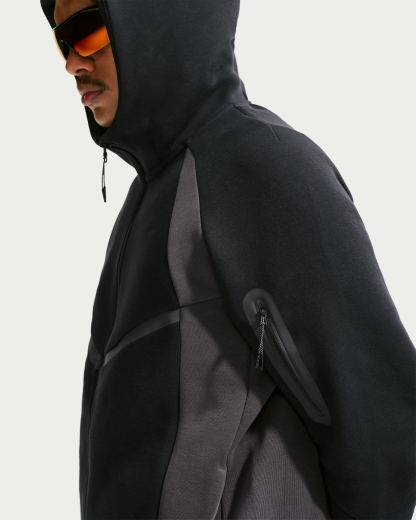 Nike Tech Men's Colour-Block Full-Zip Fleece Windrunner Jacket - Black/Anthracite/Black - View 3