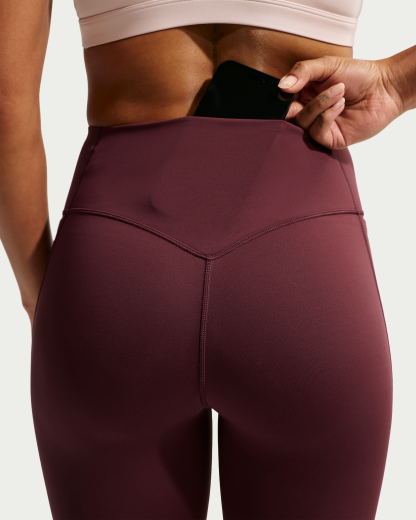 Nike Universa Women's High-Waisted 7/8 Leggings with No Front Seam - Mystic Dates/Mystic Dates/Burgundy Crush - View 6
