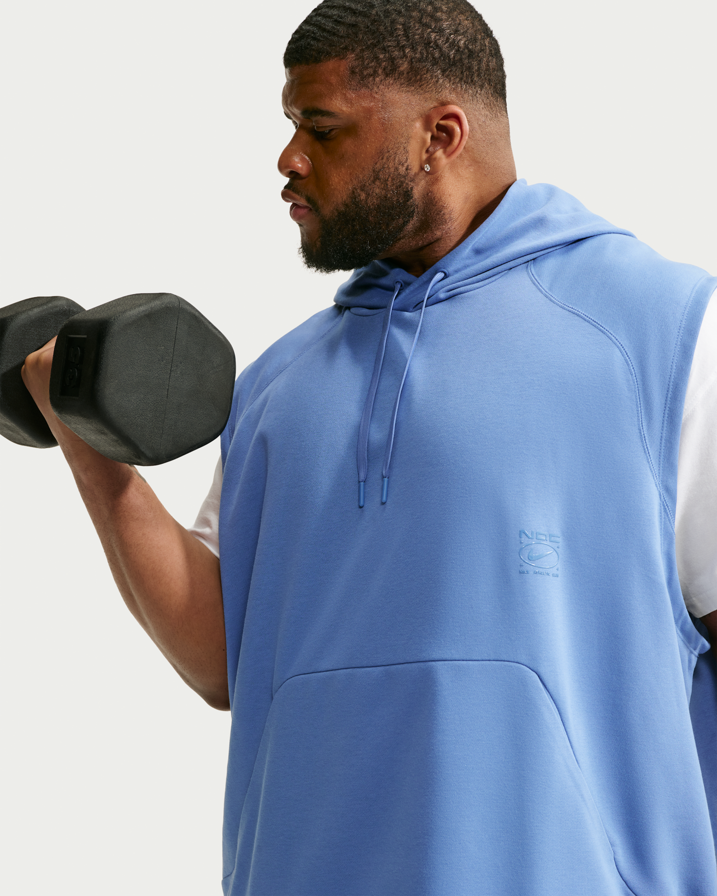 Nike N.A.C. Men's Dri-FIT Fleece Sleeveless Training Hoodie - Indigo Storm/Indigo Storm - View 9