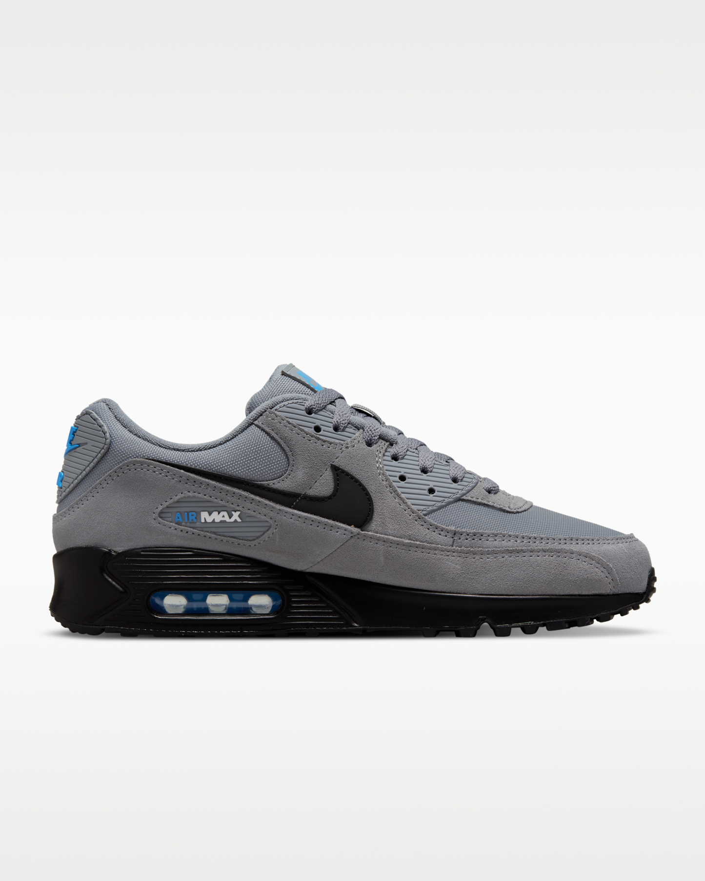 Nike Air Max 90 Men's Shoes - Smoke Grey/Light Photo Blue/Metallic Silver/Black - View 3