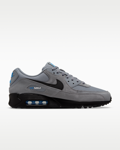 Nike Air Max 90 Men's Shoes - Smoke Grey/Light Photo Blue/Metallic Silver/Black - View 3