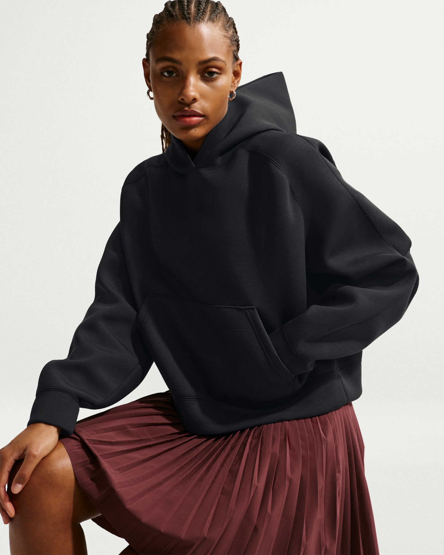 Nike Article Fleece Women's Oversized Hoodie - Black/Black/Black - View 3