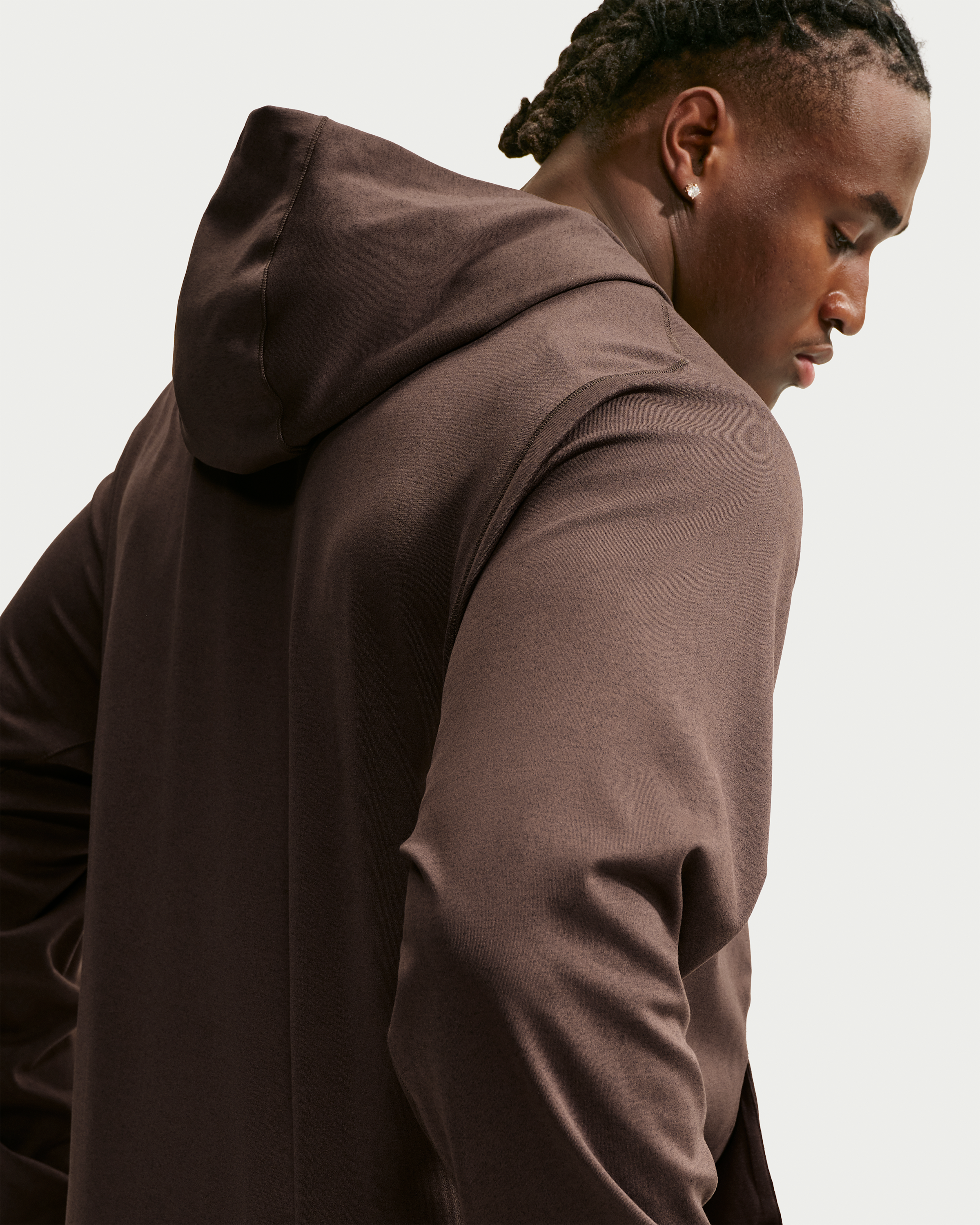 Nike Primary NanoKnit Men's Dri-FIT UV Protection Pullover Performance Hoodie - Baroque Brown/Tar/Heather/Baroque Brown - View 7