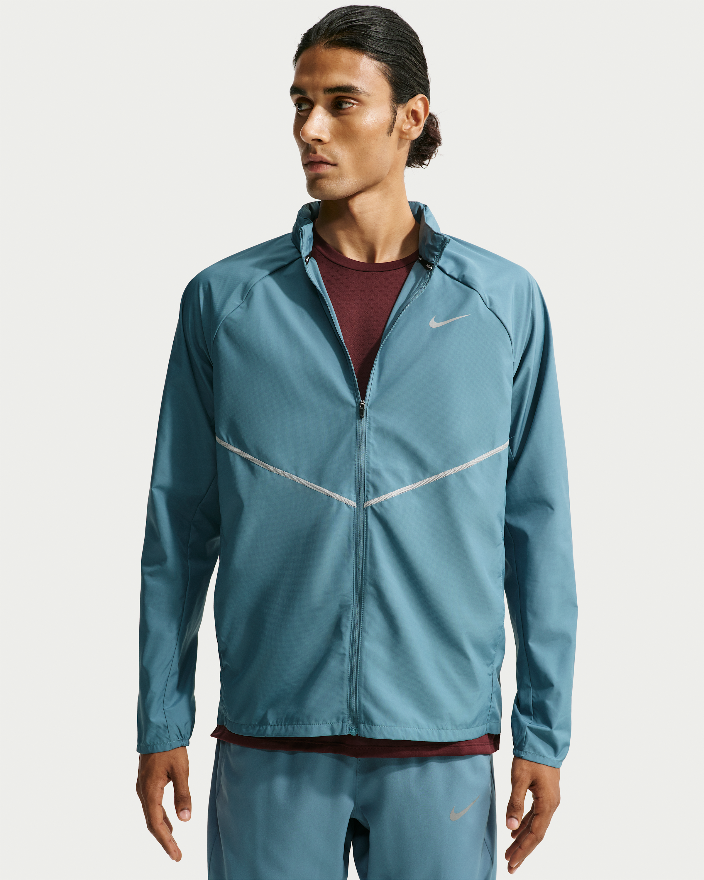 Nike Miler Men's Repel UV Protection Hooded Running Jacket - Smoky Blue/Smoky Blue - View 1