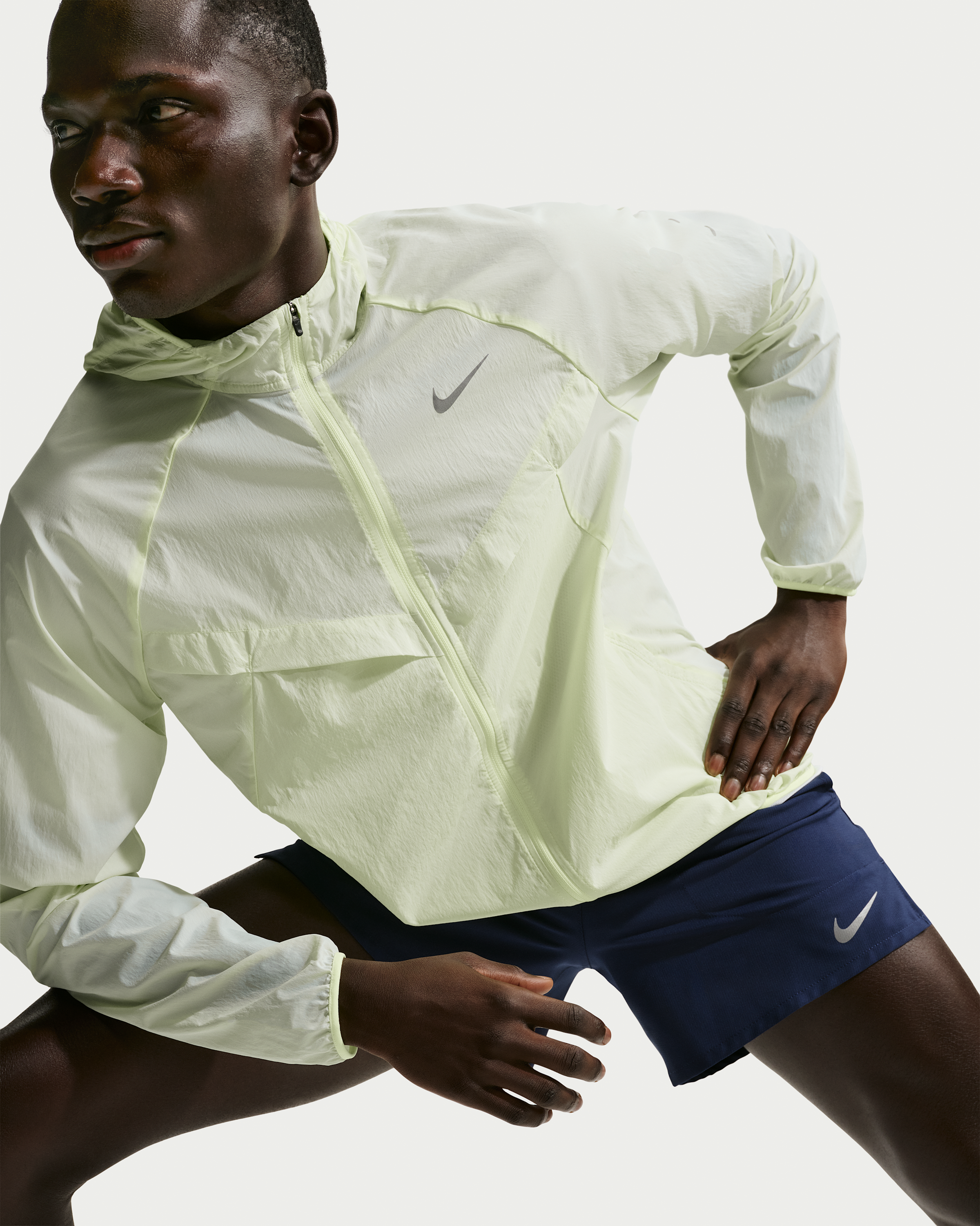 Nike Stride Men's Repel UV Running Jacket - Barely Volt/Barely Volt - View 3