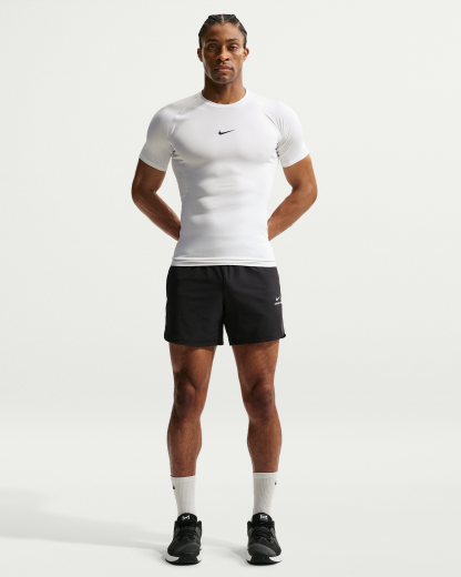Nike Pro Men's Dri-FIT Tight Short-Sleeve Fitness Top - White/Black - View 4