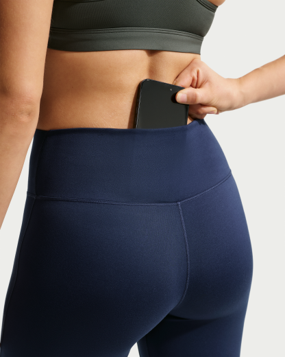 Nike One Seamless Front Women's High-Waisted Full-Length Leggings - Midnight Navy/White - View 6