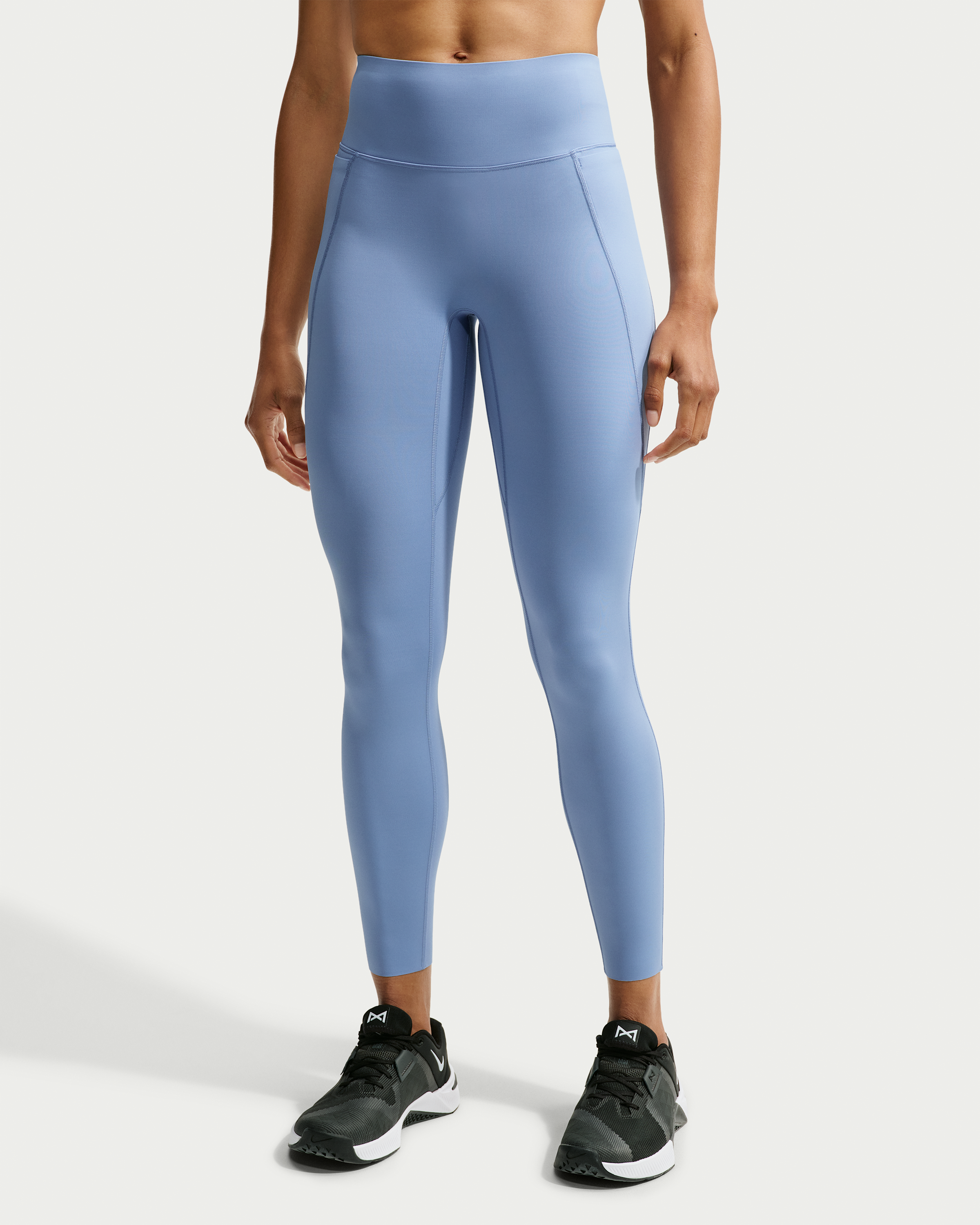 Nike Universa Women's High-Waisted 7/8 Leggings with No Front Seam - Work Blue/Chambray/New Slate - View 2