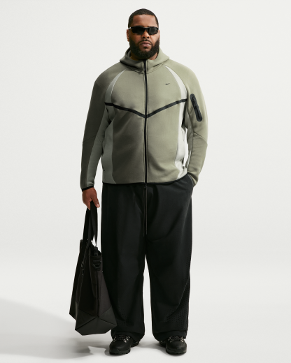 Nike Tech Men's Colour-Block Full-Zip Fleece Windrunner Jacket - Silver Sage/Jade Horizon/Black - View 9