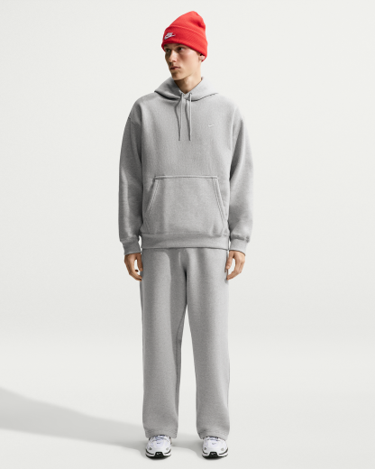 Nike Solo Swoosh Men's Pullover Hoodie - Dark Grey Heather/Light Smoke Grey/White - View 4