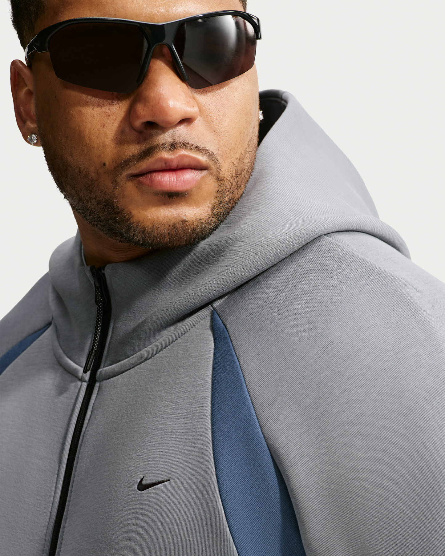 Nike Tech Men's Colour-Block Full-Zip Fleece Windrunner Jacket - Cool Grey/New Slate/Black - View 8
