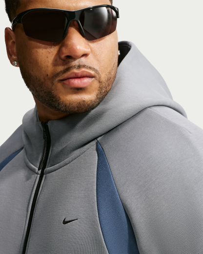 Nike Tech Men's Colour-Block Full-Zip Fleece Windrunner Jacket - Cool Grey/New Slate/Black - View 8
