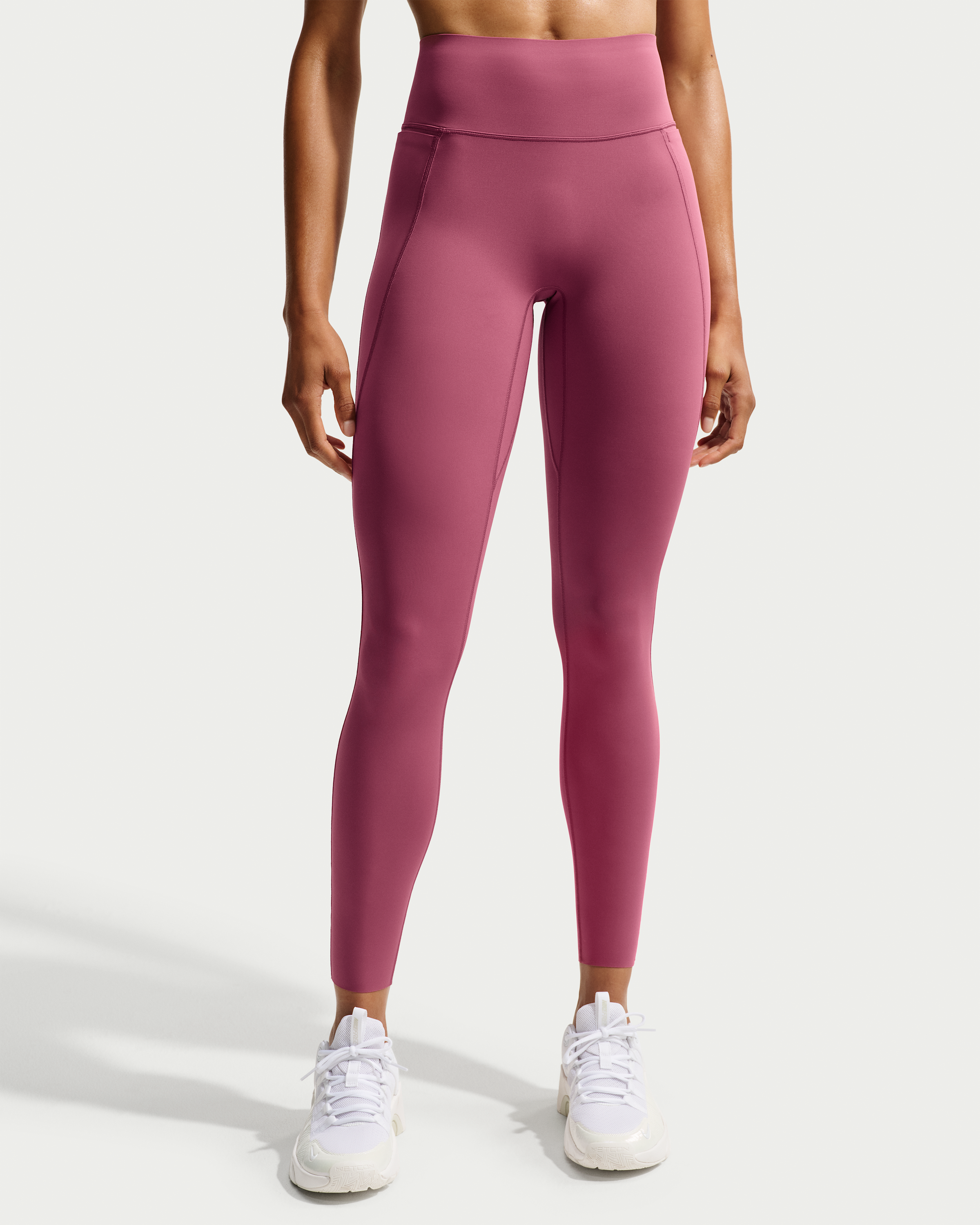 Nike Universa Women's High-Waisted Full-Length Leggings with No Front Seam - Pink Smoke/Pink Smoke/Mystic Dates - View 2
