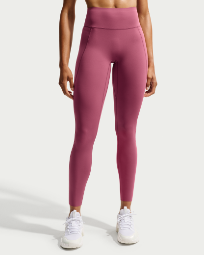 Nike Universa Women's High-Waisted Full-Length Leggings with No Front Seam - Pink Smoke/Pink Smoke/Mystic Dates - View 2