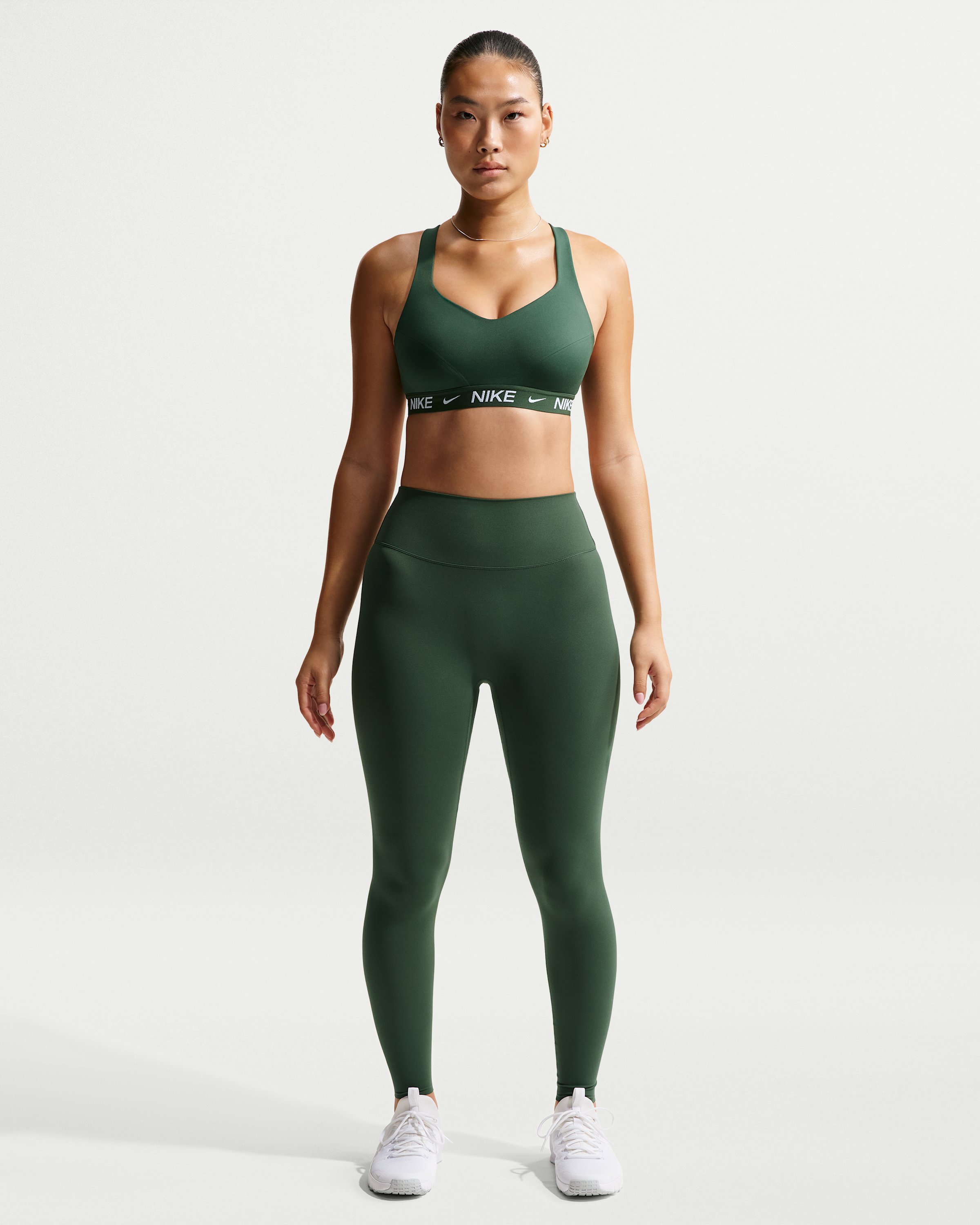 Nike Zenvy Women's High-Waisted Full-Length Leggings with No Front Seam - Fir/White - View 1